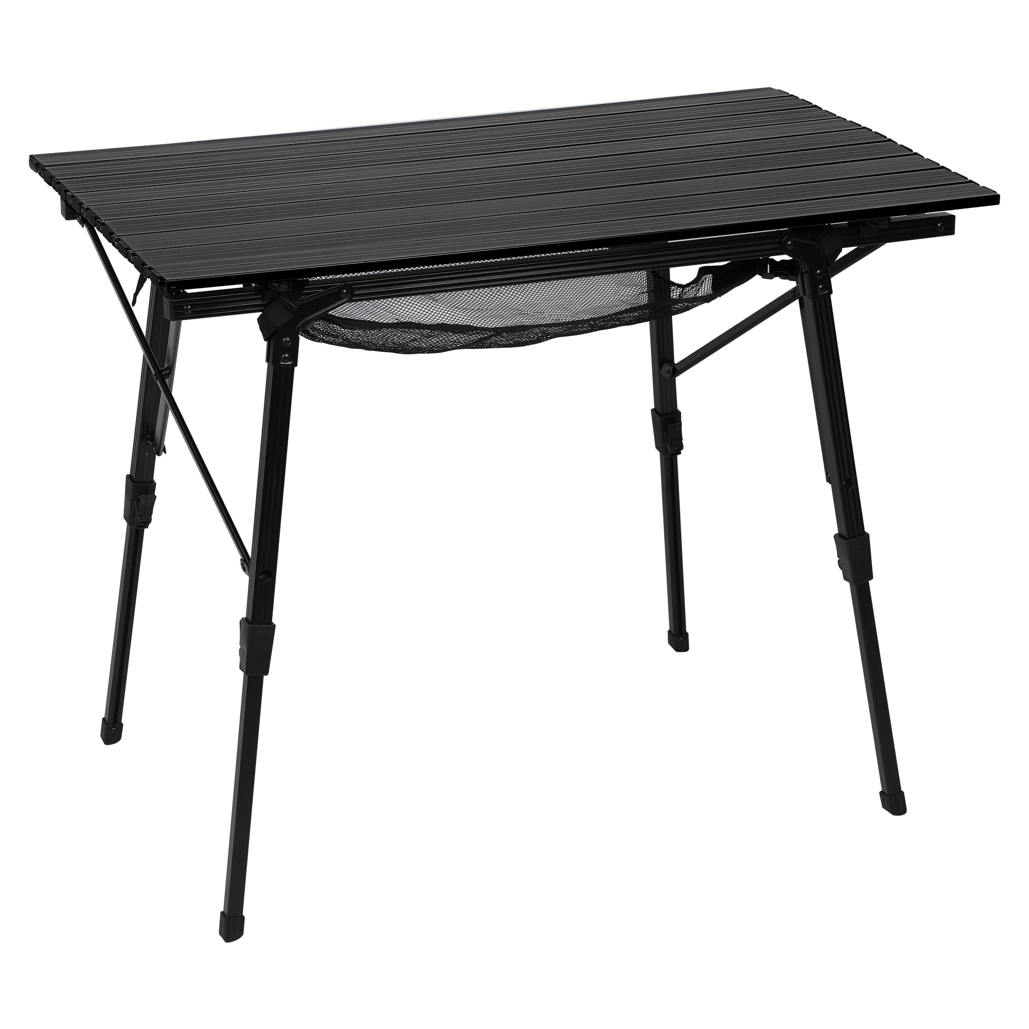 Portal Camping Table Foldable Portable With Adjustable Legs, Aluminum Folding Table Roll Up Table With Carrying Bag For Outdoor, Beach, Picnic, Backyards, Bbq And Party,Black