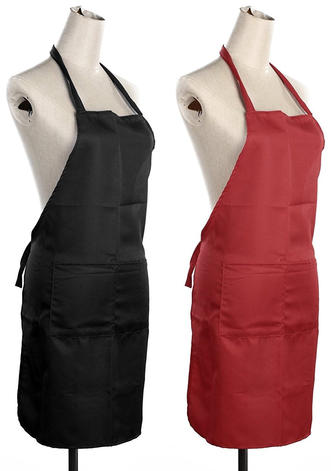 Yellow Weaves Polyester Waterproof Apron, 22 X 30 Inches (Black And Red)  Set Of 2