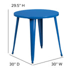 Flash Furniture Jeffrey Commercial Grade 30" Round Blue Metal Indoor-Outdoor Table