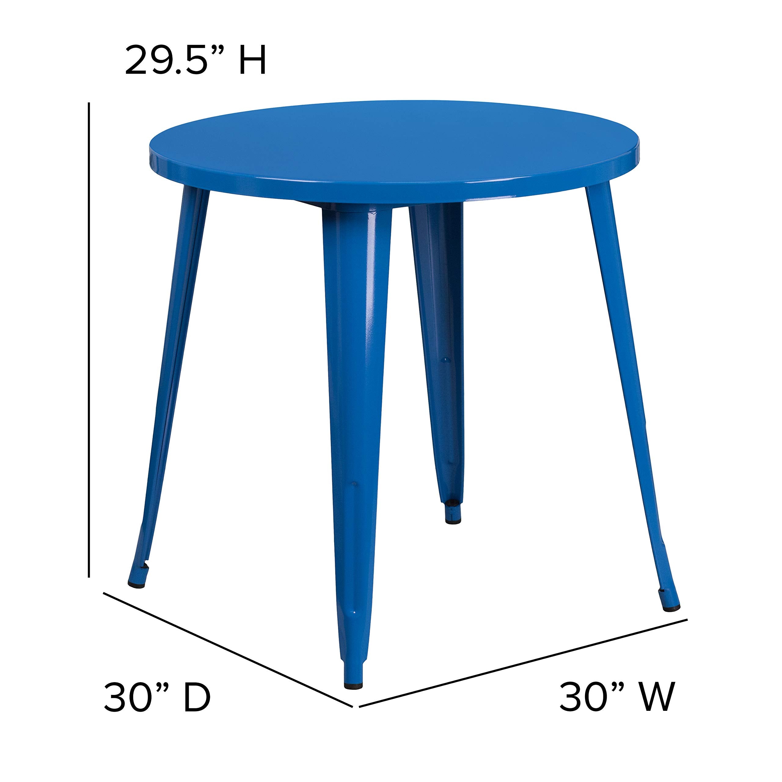 Flash Furniture Jeffrey Commercial Grade 30" Round Blue Metal Indoor-Outdoor Table