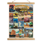 Comprehensive National Parks Display: Poster Highlights A Collection Of Usa National Parks; Each Represented By A Unique And Col