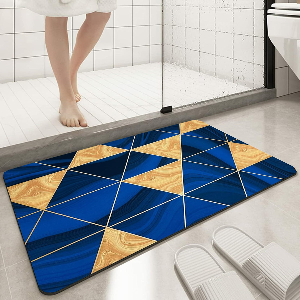 IVAZA Bathroom Mat,Door mat Door Mat, Rubber NonSlip Quick Dry Rugs Fit Under Door Super Absorbent Thin Fashion Washable Oval F