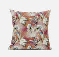 HomeRoots Gold Blue Pink 20â€ White Red Tropical Zippered Suede Throw Pillow