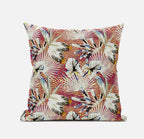HomeRoots Gold Blue Pink 20â€ White Red Tropical Zippered Suede Throw Pillow