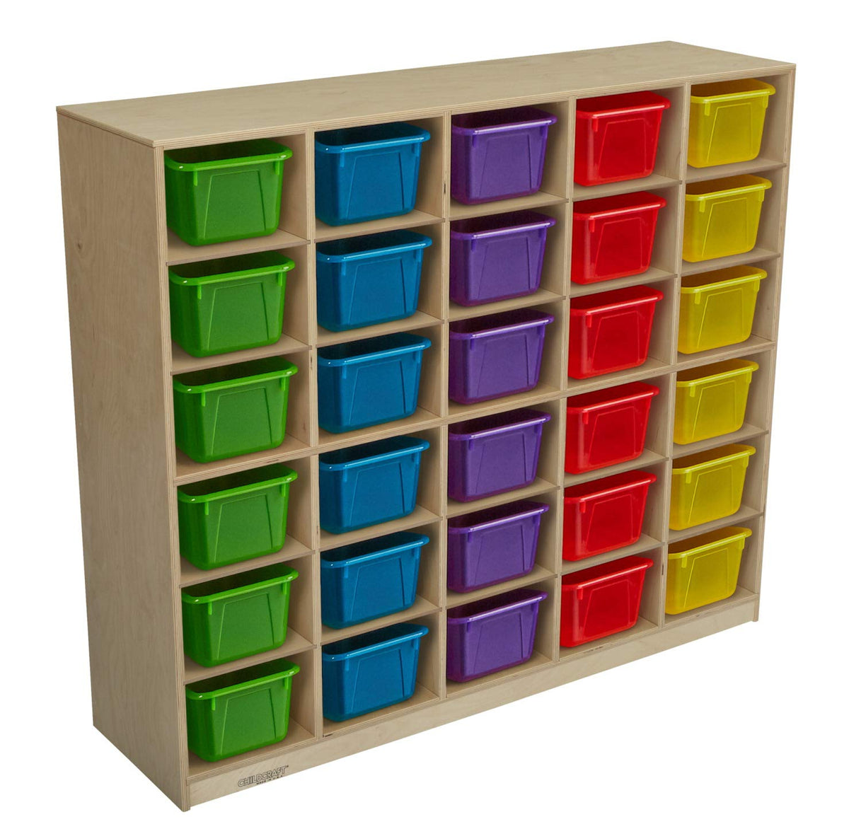 Childcraft Mobile Cubby Unit, 30 Translucent Color Trays, 47-3/4 x 14-1/4 x 42 Inches