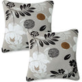 Hokipo Elira Series Stretchable Cushion Cover For Sofa 22X22 Inch, Packof 2, Feather Brown Floral (Ar6712C1*2)