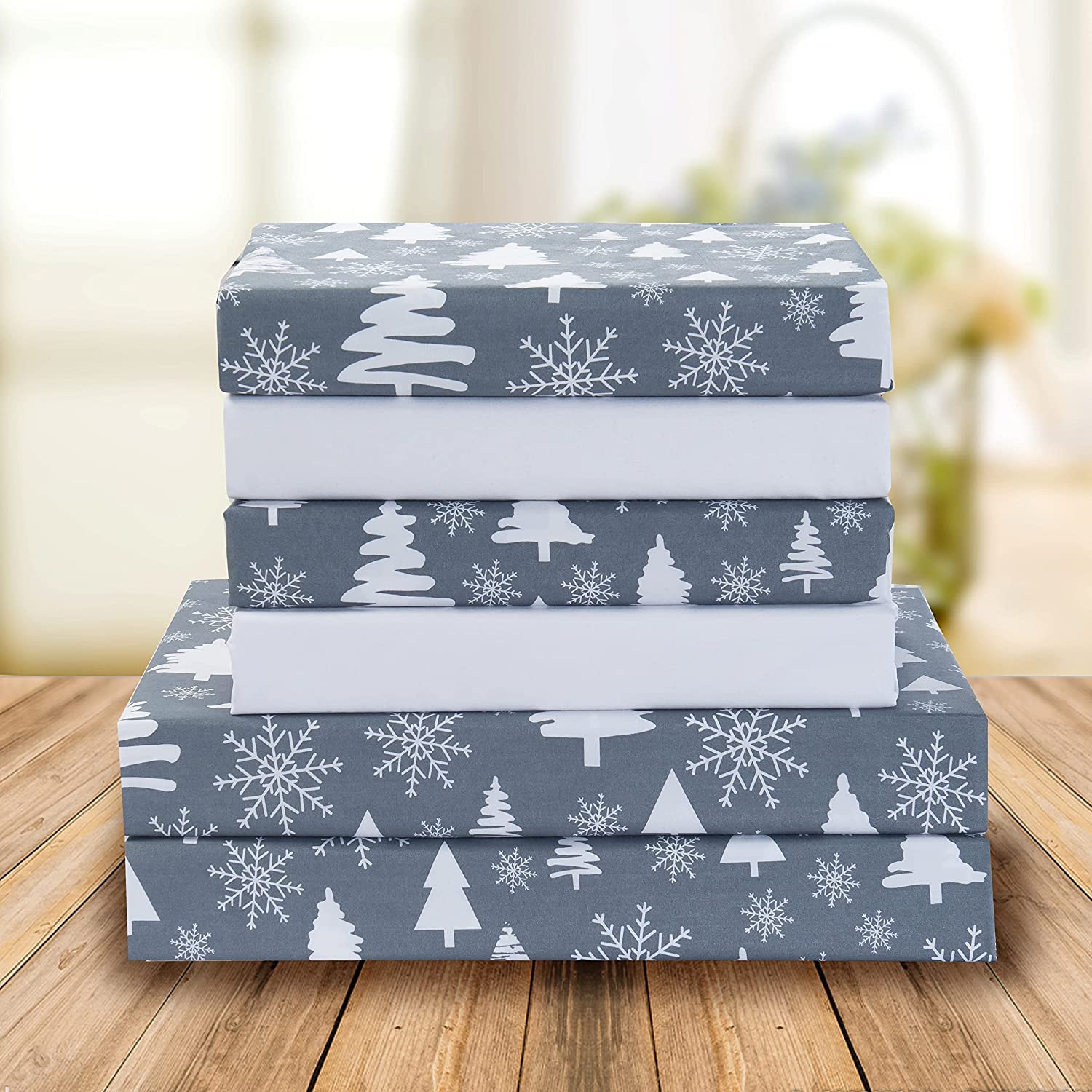 Elegant Comfort Holiday Printed 6-Piece Sheet Set, 1500 Thread Count, Breathable And Super Soft Material, Wrinkle Resistant, Fit