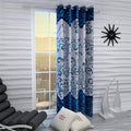 Home Sizzler 1 Piece Classic Panel Eyelet Polyester Door Opaque Curtain  7 Feet, Blue