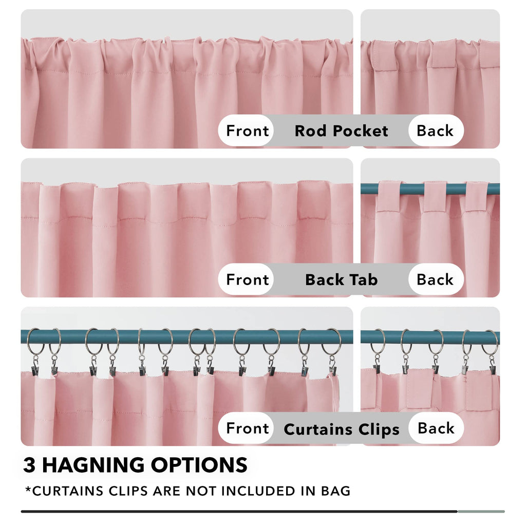 Deconovo Extra Long Blackout Curtains, Back Tab And Rod Pocket Thermal Insulated Room Darkening Curtains For Bedroom - 52X108 Inch, Coral Pink, 2 Panels