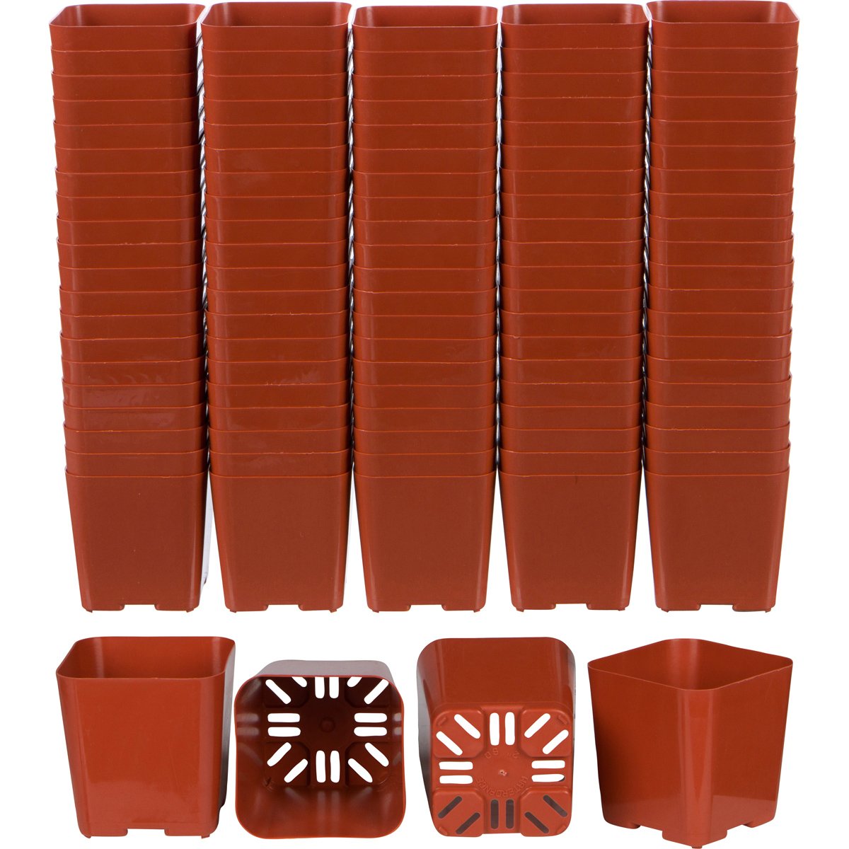 Wh Garden Supply Pack Of 2 Inch Plastic Flower Pots For Seedlings, Or Succulents (100 Pots, Terracotta)