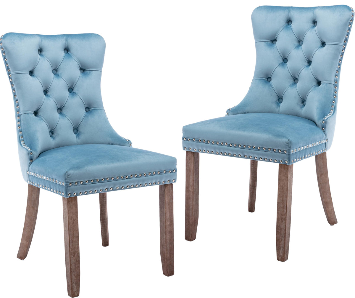 Lktart Dining Room Chairs Set Of 2, Velvet Upholstered Dining Chairs With Tufted Back And Solid Wood Legs For Kitchen Bedroom Di