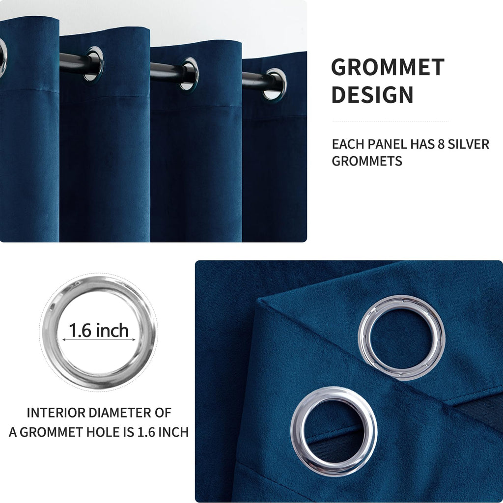 Miulee Velvet Curtains Navy Blue Elegant Grommet Curtains Thermal Insulated Soundproof Room Darkening Curtains/Drapes For Classical Living Room Bedroom 52 X 84 Inch 2 Panels