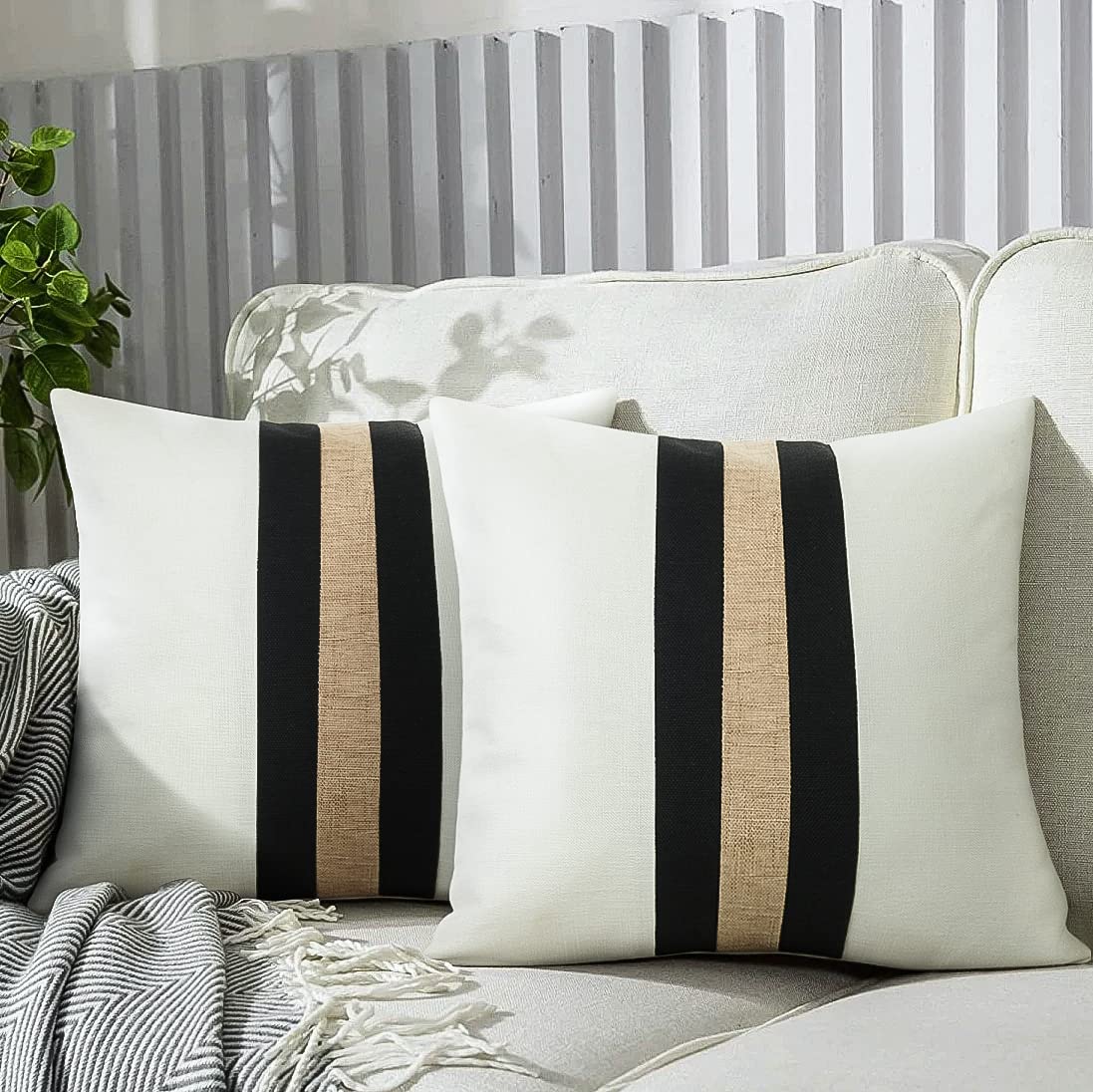 Jasen Farmhouse Decorative Throw Pillow Covers Black And White Throw Pillow Cover Boho Modern Accent Pillow Cover For Couch Sofa