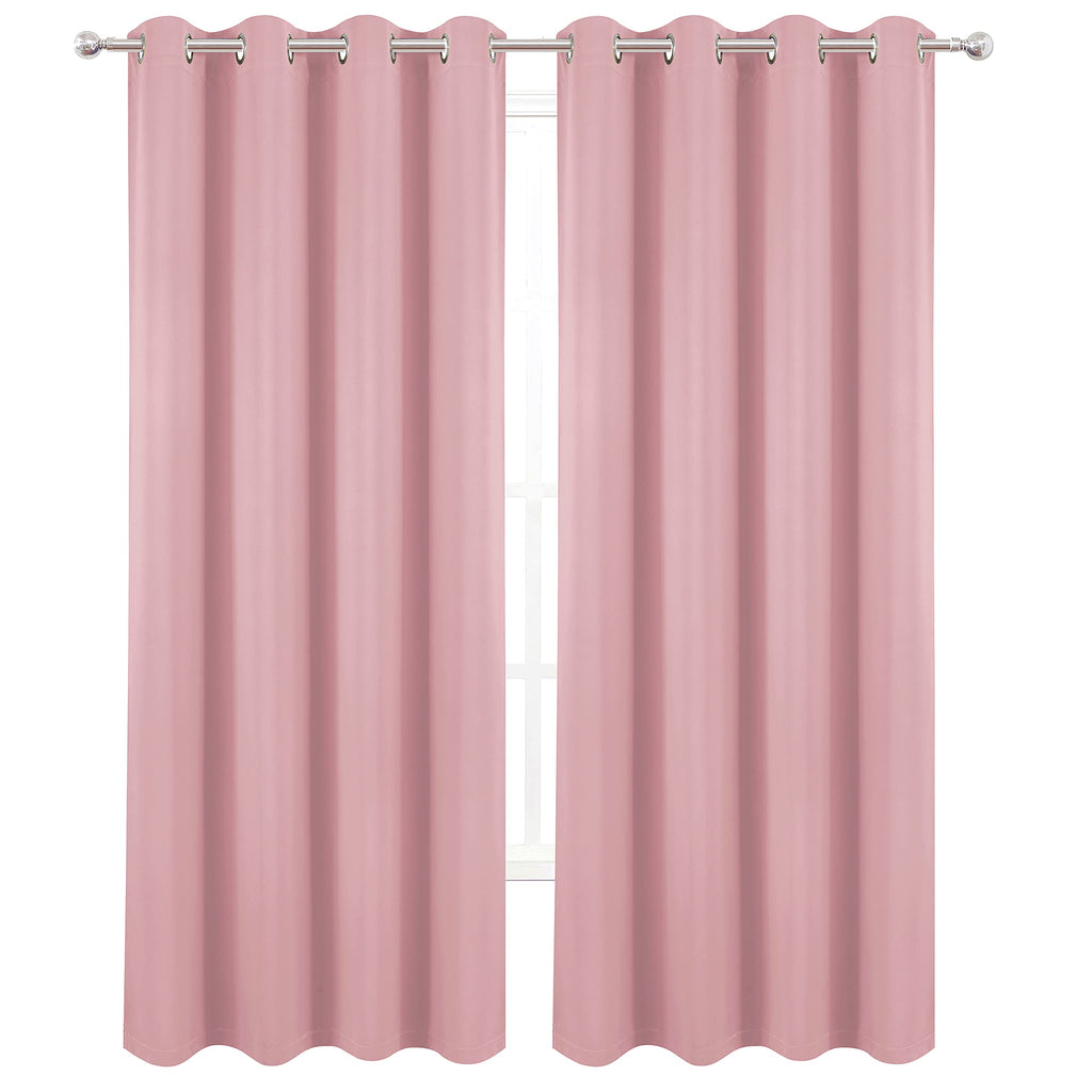 Lemomo 100% Blackout Curtains 52 X 95 Inch/Pink Curtains 2 Panels With Black Lining Room Darkening Thermal Insulated Bedroom Cur
