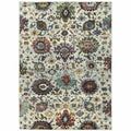 HomeRoots 509977 9 x 12 ft. Stone Gray Purple Green Gold & Teal Oriental Power Loom Stain Resistant Rectangle Area Rug