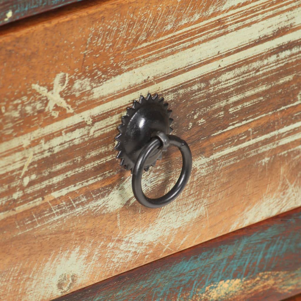 vidaXL Solid Reclaimed Wood Highboard, Vintage Charm, Ample Storage Space, Safety Ensured, Unique Grains, Multicolored - 17.7" x 12.6" x 43.3"