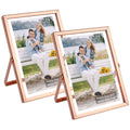 Golden State Art, Rose Gold 5x7 Frame for 4x6 Photo - Floating Frame for 4 x 6 or Smaller Photos - Metal Frame and Real Glass, E