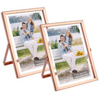 Golden State Art, Rose Gold 5x7 Frame for 4x6 Photo - Floating Frame for 4 x 6 or Smaller Photos - Metal Frame and Real Glass, E