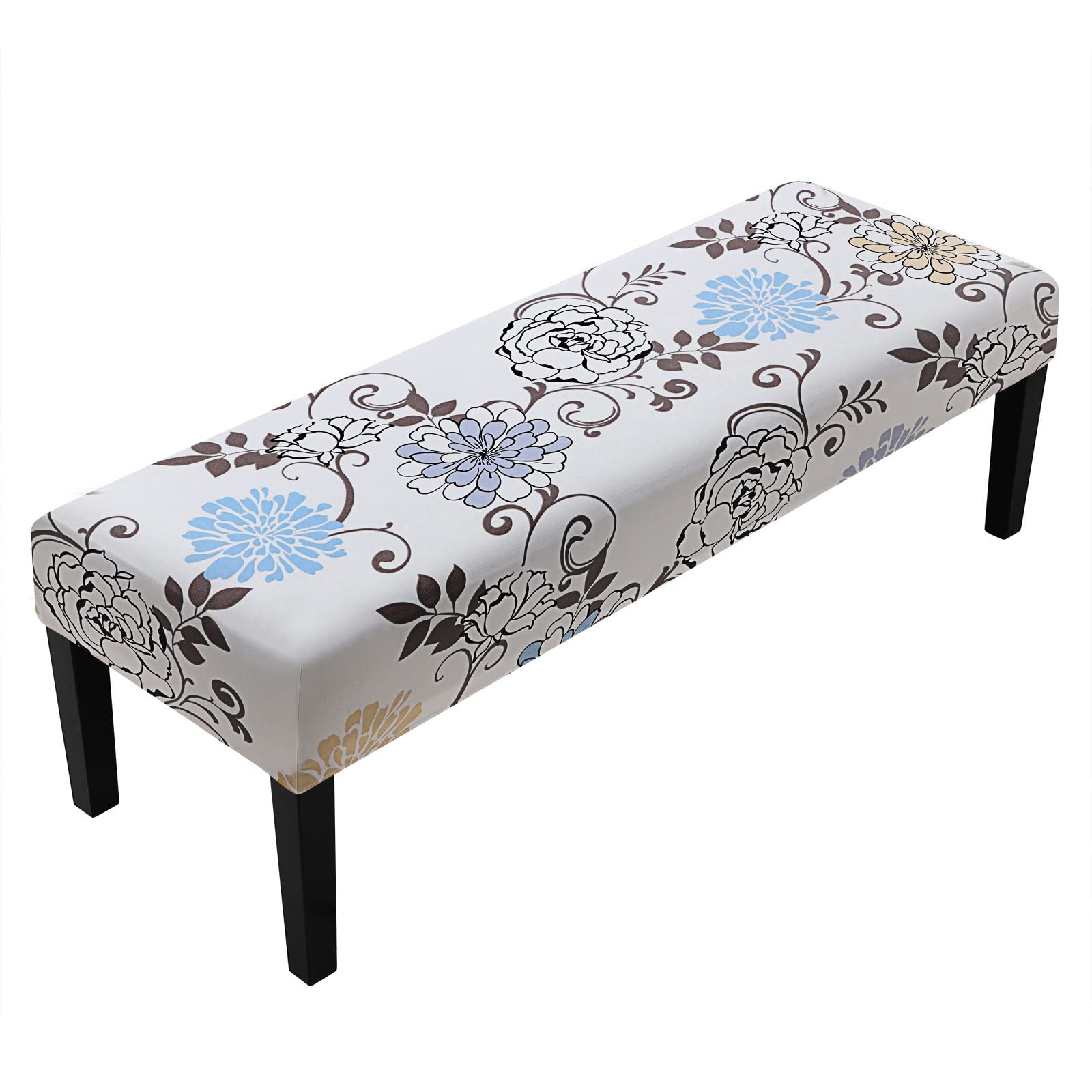 Fuloon Stretch Dining Bench Cover, Anti-Dust Removable Bench Slipcover Washable Print Bench Seat Protector Cover For Living Room, Bedroom, Kitchen (Milky White)