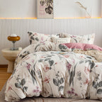 Oaite Duvet Cover Set Twin Size Floral Pattern 600 Thread Count Ultra Soft 100% Long Staple Cotton Duvet Cover Sets 3-Pc, Breath