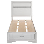 Coaster Home Furnishings Miranda Contemporary 4-Piece Bedroom Set Twin Size Storage Panel Bed Frame 50-inch Headboard White 205111T-S4