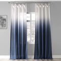 Half Price Drapes FelchOMB170784 Ombre Faux Linen Semi Sheer Curtain, 50 x 84, Blue