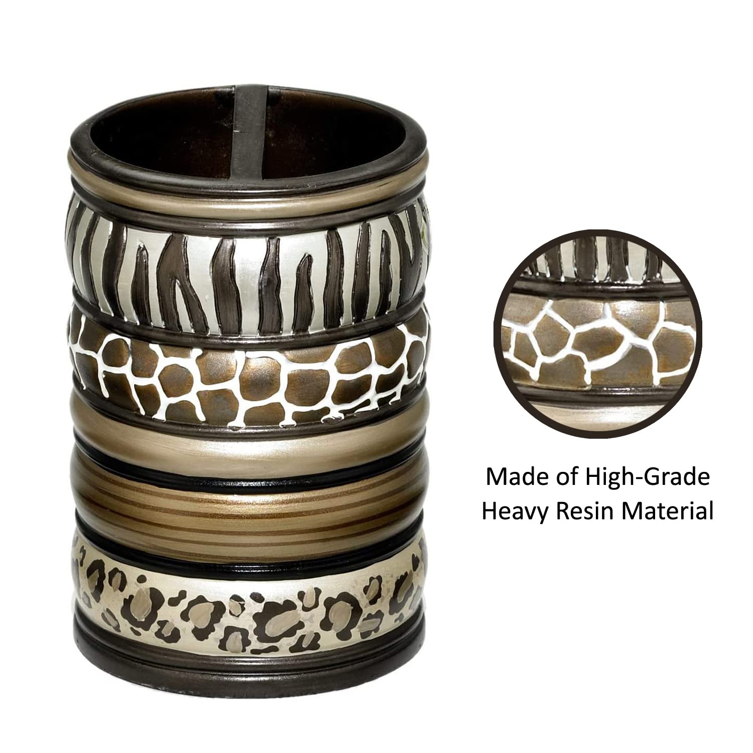 Popular Bath 781267 Safari Stripes, Tooth Brush Holder, Chocolate