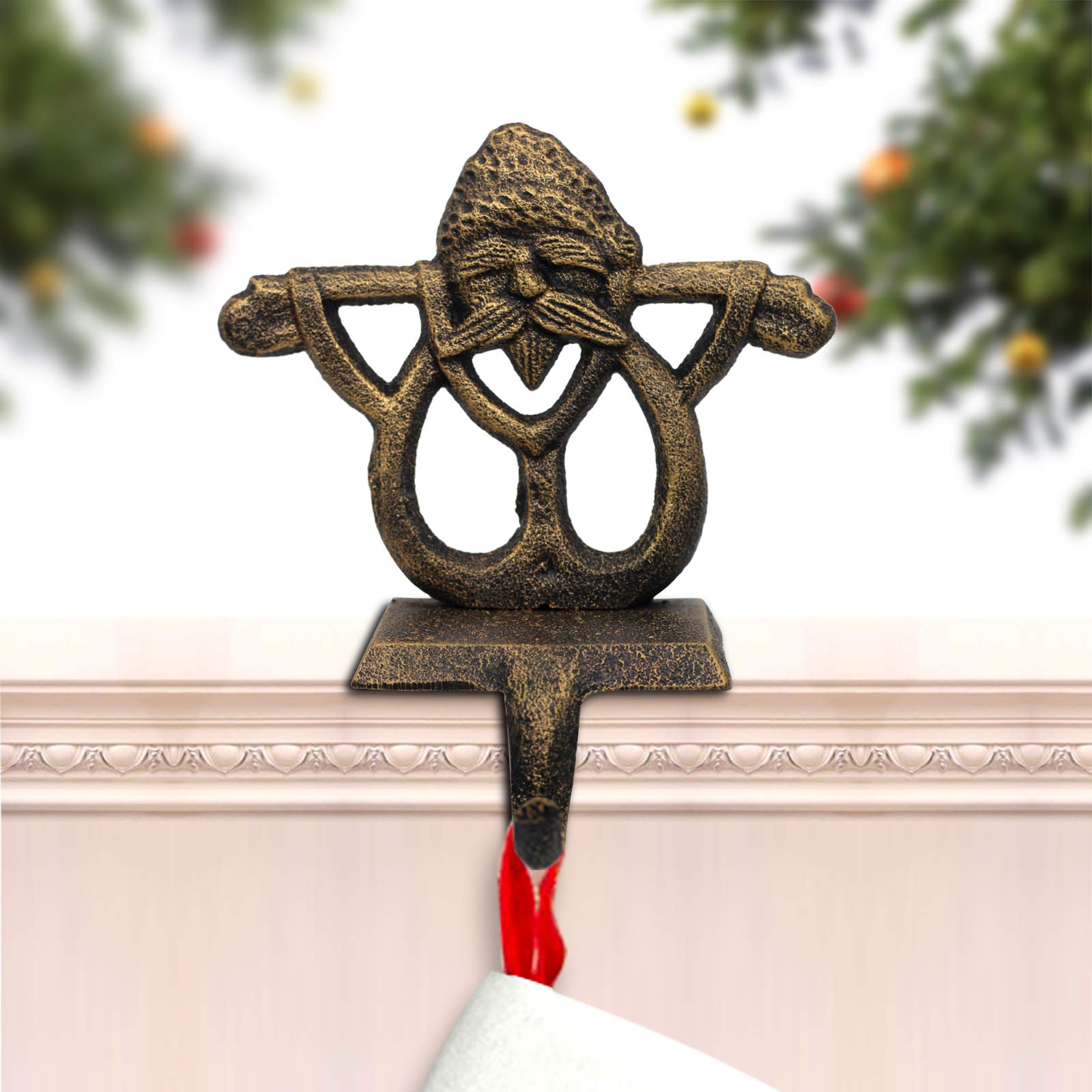 Ppnzqaut Retro Christmas Stocking Holders 4-Pack Indoor Christmas Stocking Hangers For Mantel Fireplace Christmas Decorations St