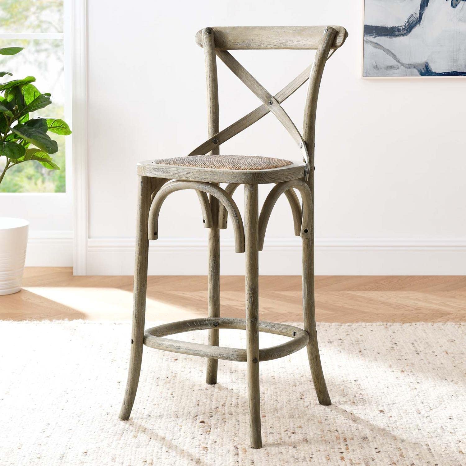 Modway Gear Counter Stool, 19 X 17.5 X 39.5, Gray