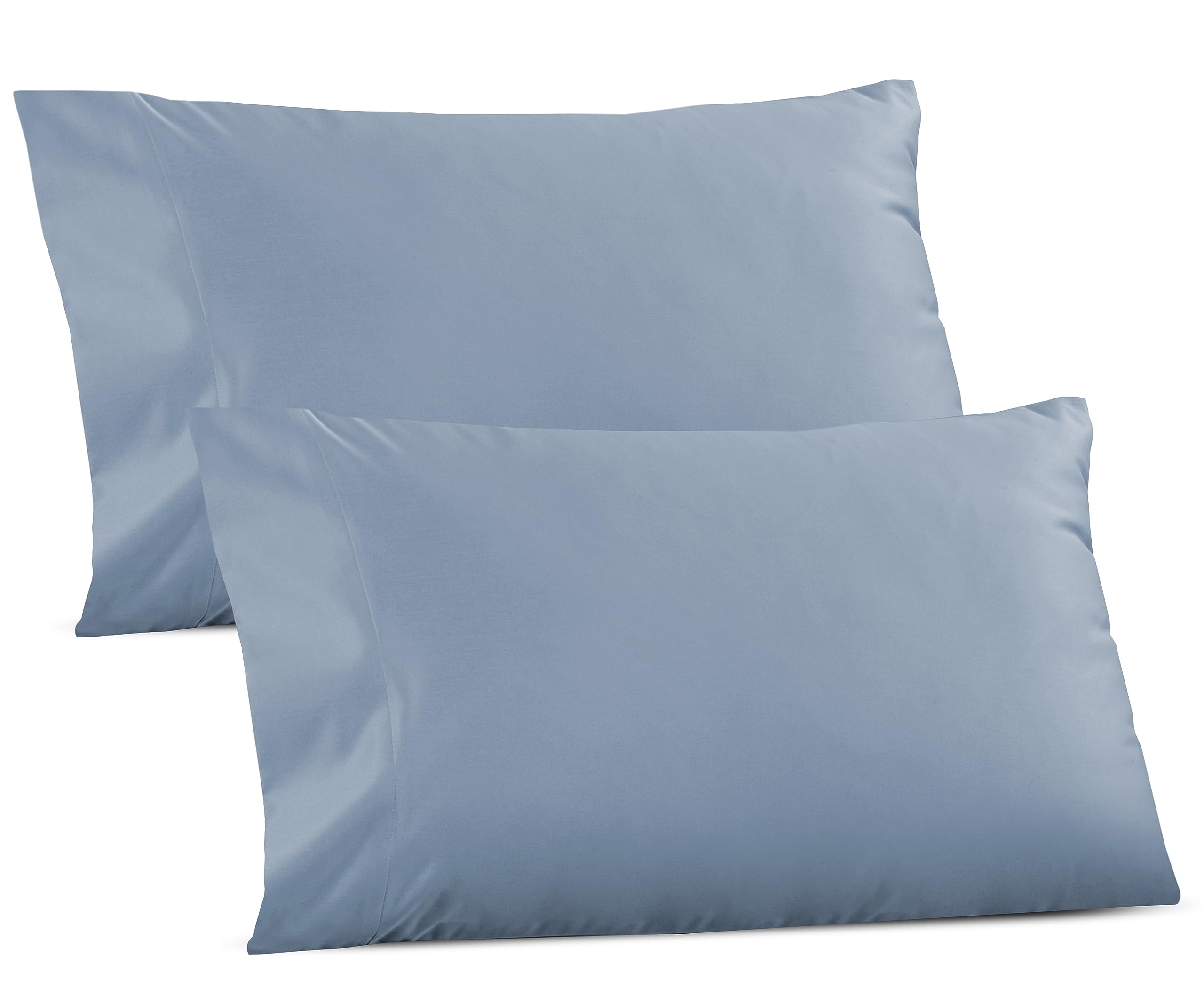 1000 Thread Count, Soft & Smooth, 100% Cotton Sateen Weave, Hotel-Quality, Set Of 2 Classic Style Blue King Pillow Cases Fits Ki