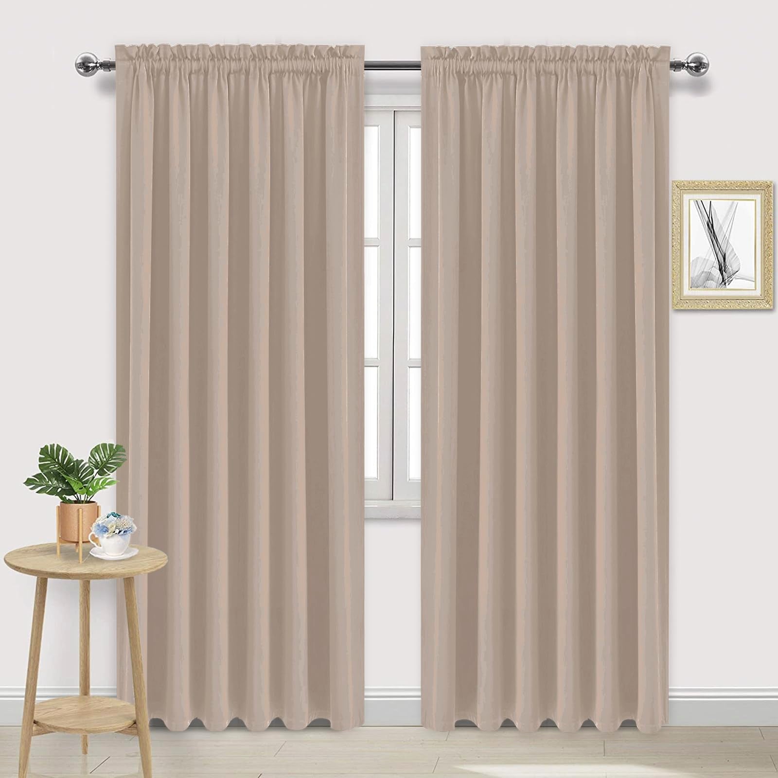 Dwcn Blackout Curtains For Living Room Thermal Insulated, Energy Saving & Noise Reducing Bedroom Curtains, Camel, W 60X L 84 Inc