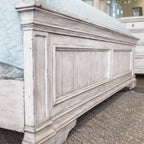 Steve Silver Highland Park Rustic Ivory Wood Upholstered Panel Queen Bed