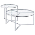 Coaster Home Furnishings Delia 2-Piece Round Glass Top Nesting Coffee Table Chrome