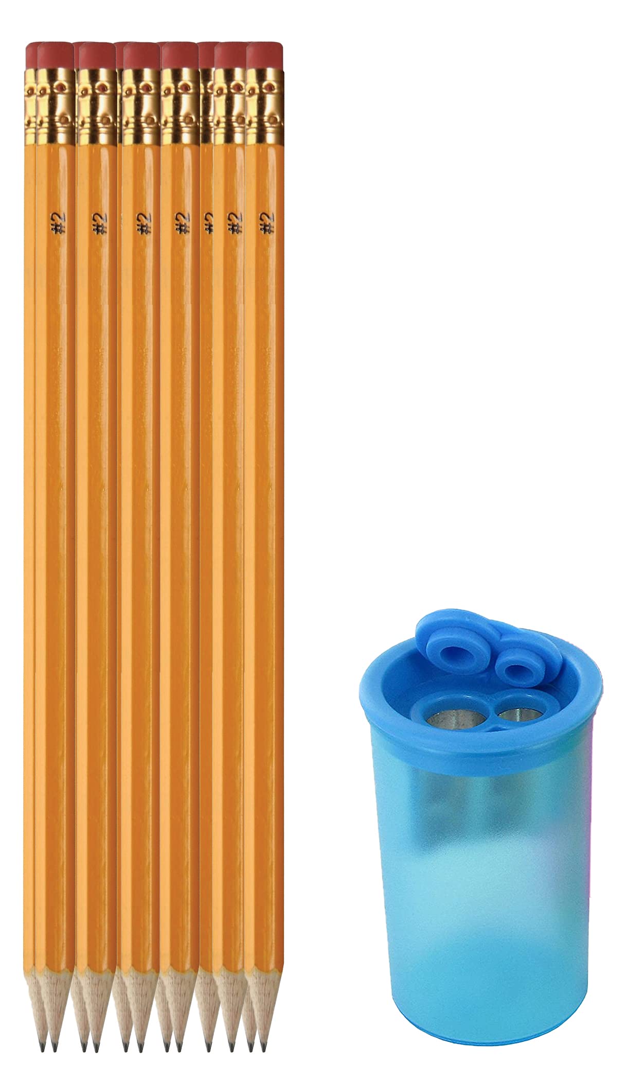 Top Quality Value Packs 2 Pencils Pre Sharpened Wood Cased 2 Hb Pencils Box Of 12 Yellow Includes 1 Pencil Sharpener Plastic Can