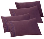 Elegant Comfort 4-Pack Solid Pillowcases 1500 Thread Count Egyptian Quality - Easy Care, Smooth Weave, Wrinkle And Stain Resistant, Easy Slip-On, 4-Piece Set, Standard/Queen Pillowcase, Purple
