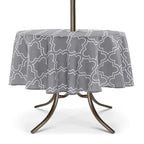 Umineux Outdoor Tablecloth With Umbrella Hole And Zipper, Spring/Summer Waterproof Table Cover For Picnic/Bbq/Garden(60' Round,Gray)