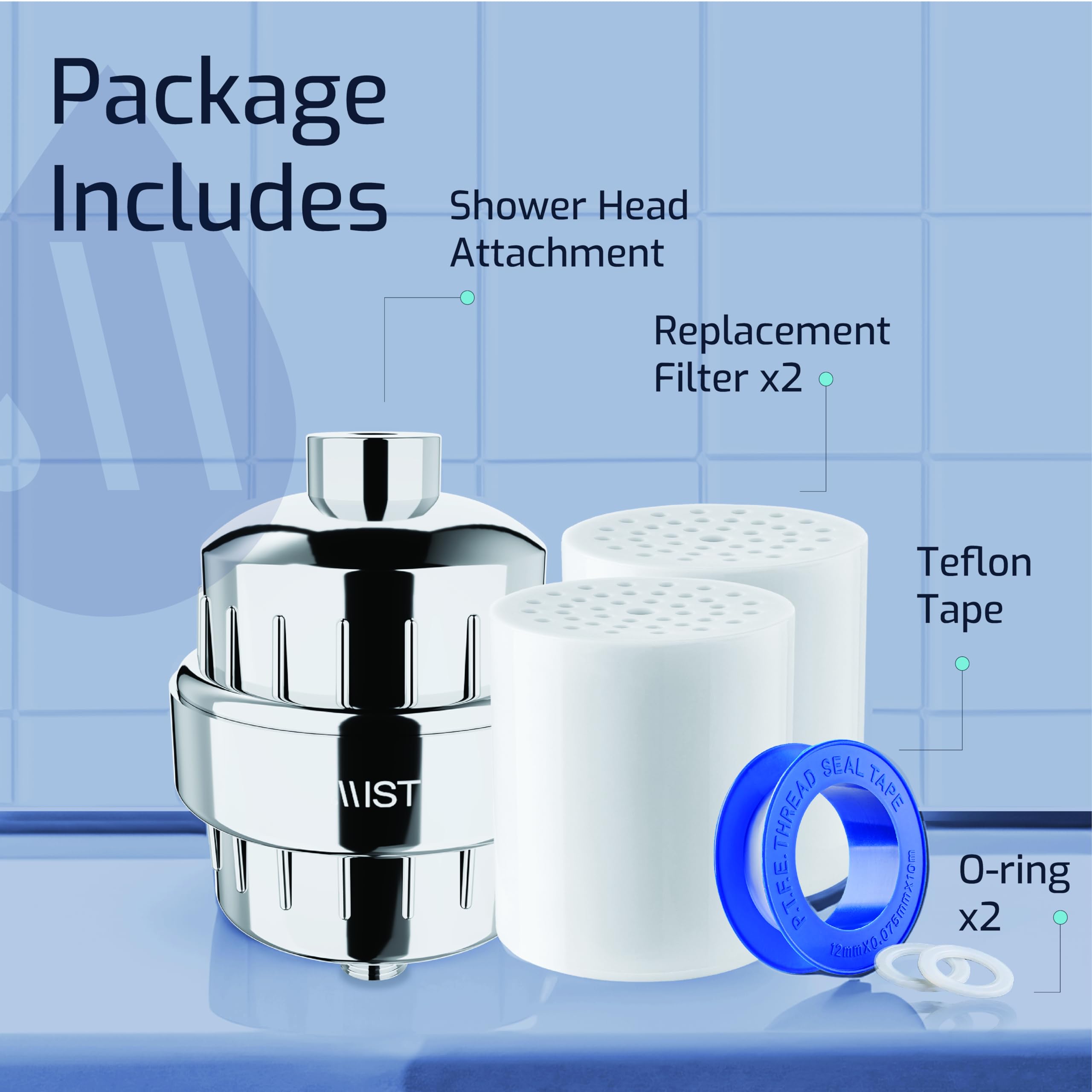 Filtered Shower Head Attachment, High Output, 15 Stage Shower Filter, Improves The Condition Of Your Skin & Hair, Shower Filter