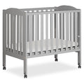 Dream On Me 2 in 1 Folding Portable Crib in Cool Grey, Greenguard Gold Certified , 40x26x38 Inch (Pack of 1)