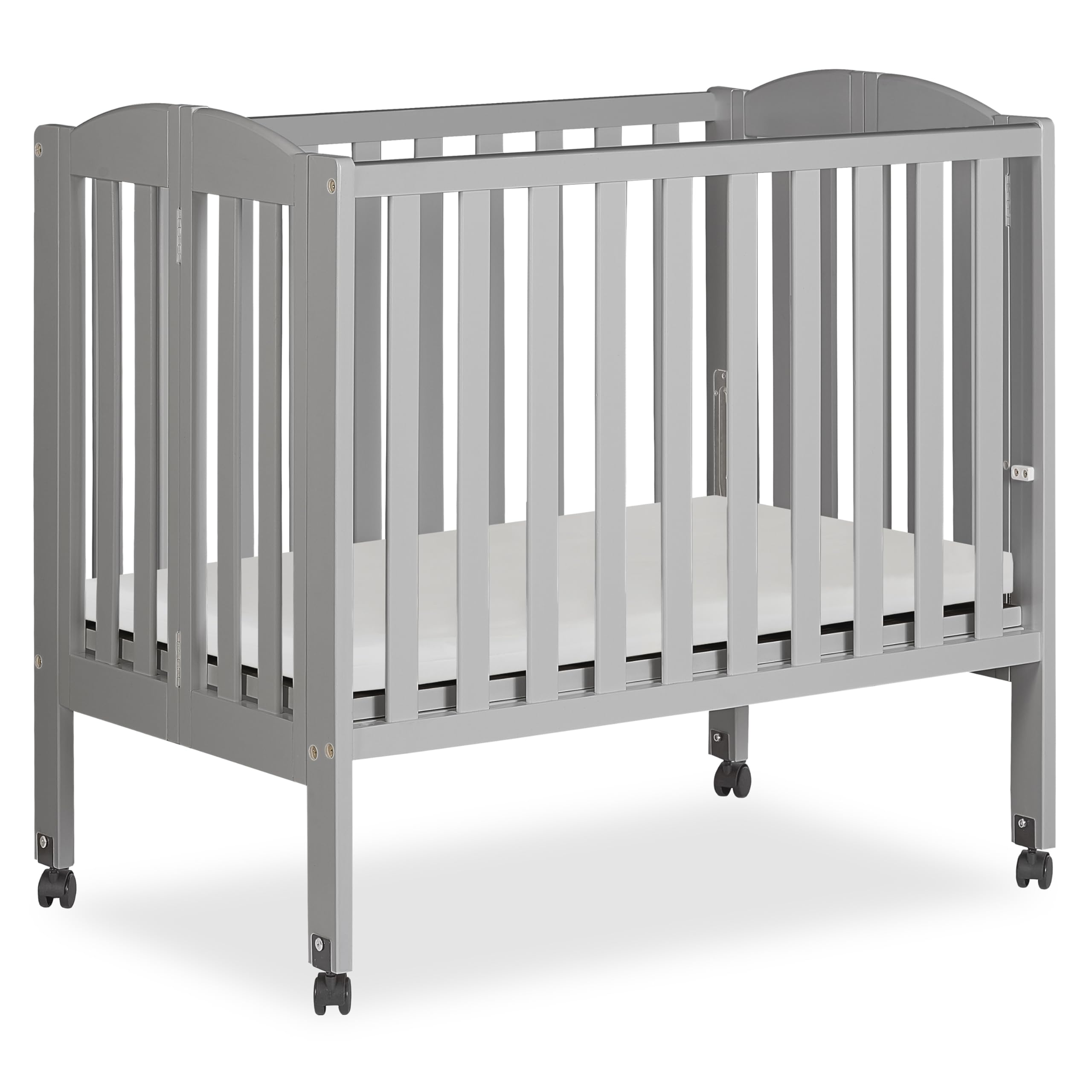 Dream On Me 2 in 1 Folding Portable Crib in Cool Grey, Greenguard Gold Certified , 40x26x38 Inch (Pack of 1)