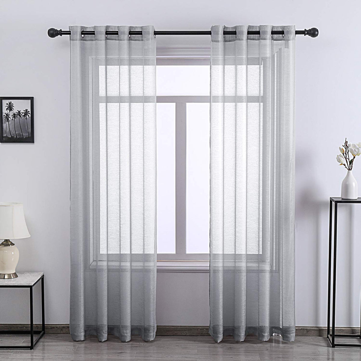 Donren Light Penetrating Luxury Sheer Curtains, 96 Inches Long Textured Voile 2 Panels - Window Home Decor Upscale Design 52 W X