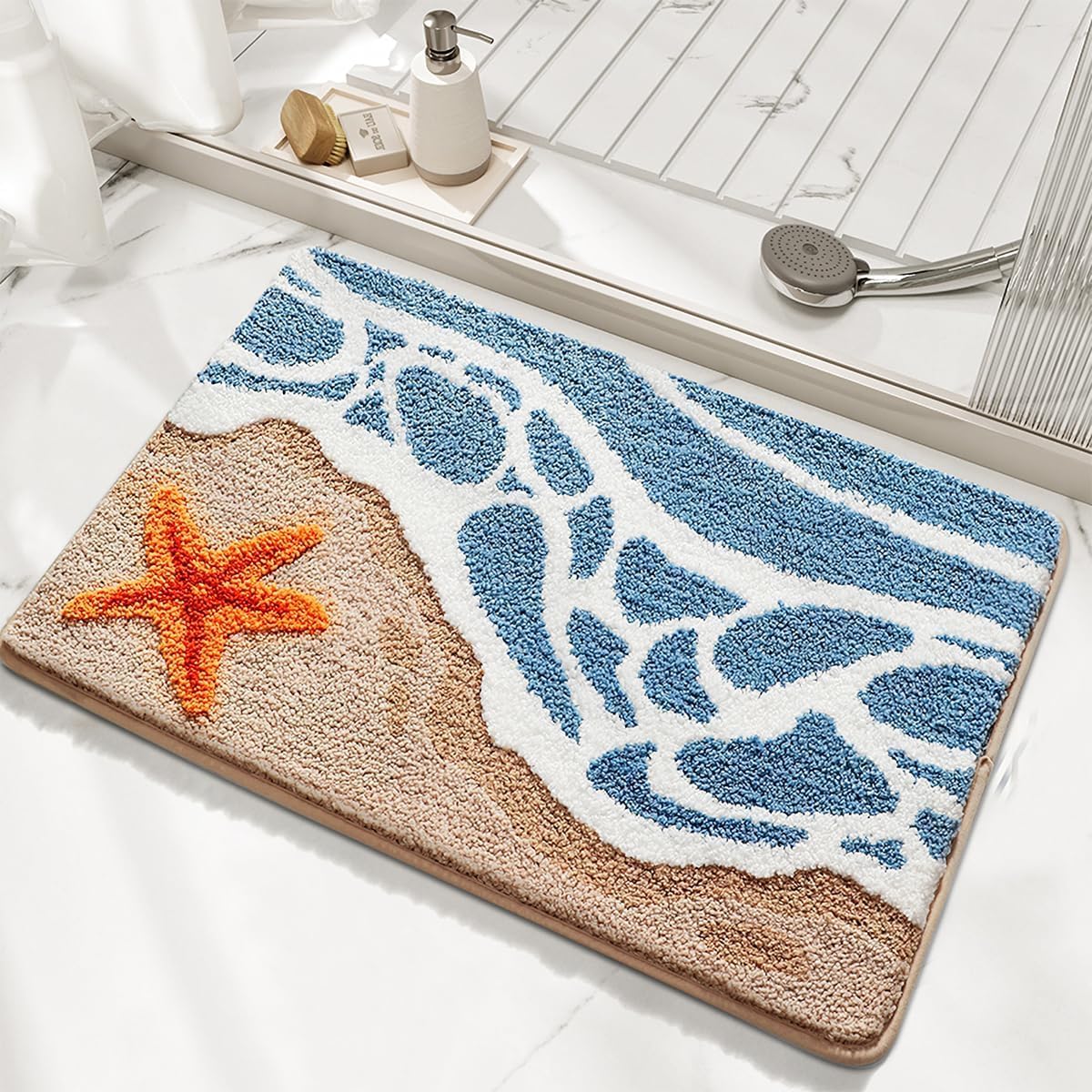 VNQ Starfish Super Soft Anti Skid (40x60 cm) Super Absorbent Mats Microfibre 2000 GSM Mat for Bathroom/Bedroom/Kitchen/Door Mat/