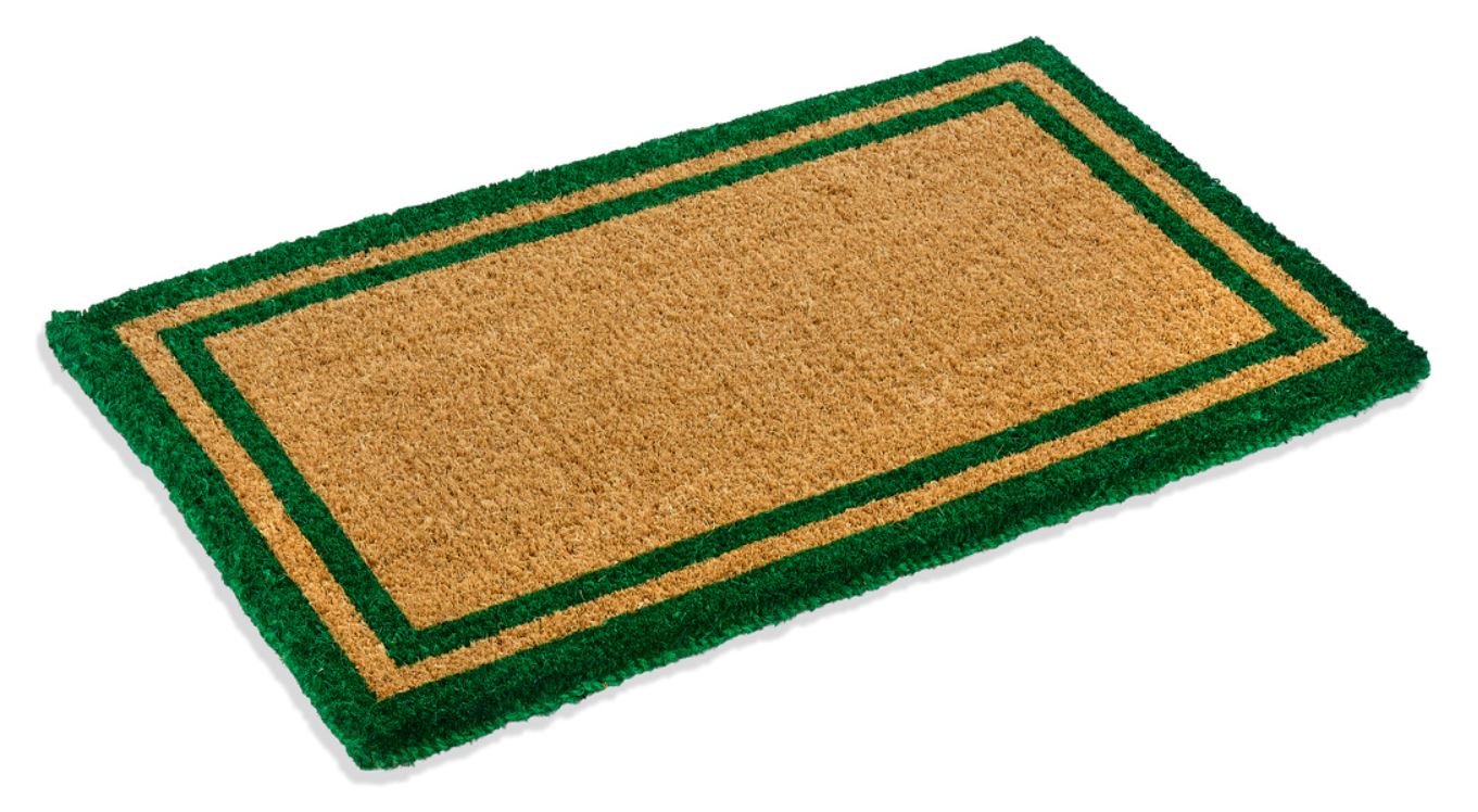 Natural Coco Coir Outdoor Doormats With Green Border Keep Your House/Office Clean - Welcome Guests With Outdoor Heavy Duty Doorm