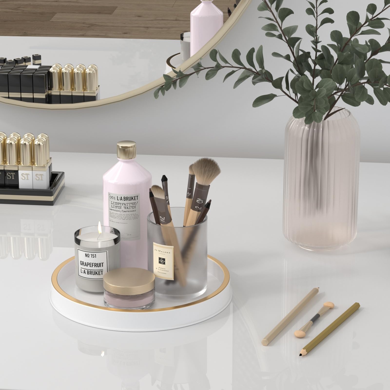 Hgf Bathroom Tray For Sponge And Soap, 10 Inch Metal Iron Round Decorative Tray For Kitchen Counter Sink Countertop Organizer, P