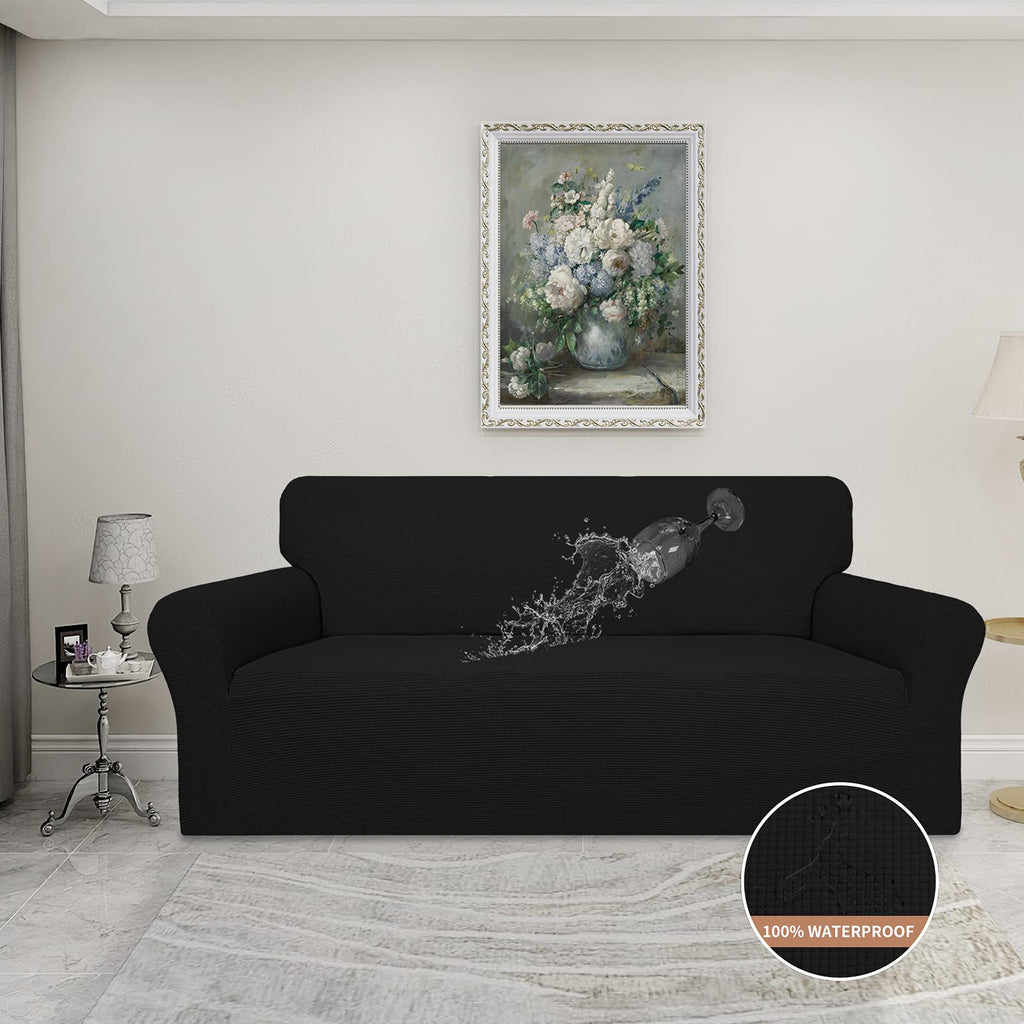 Easy-Going 100% Waterproof Couch Cover, Dual Waterproof Sofa Cover, Stretch Jacquard Sofa Slipcover, Leakproof Furniture Protector For Kids, Pets, Dog And Cat(Oversized Sofa, Chocolate)