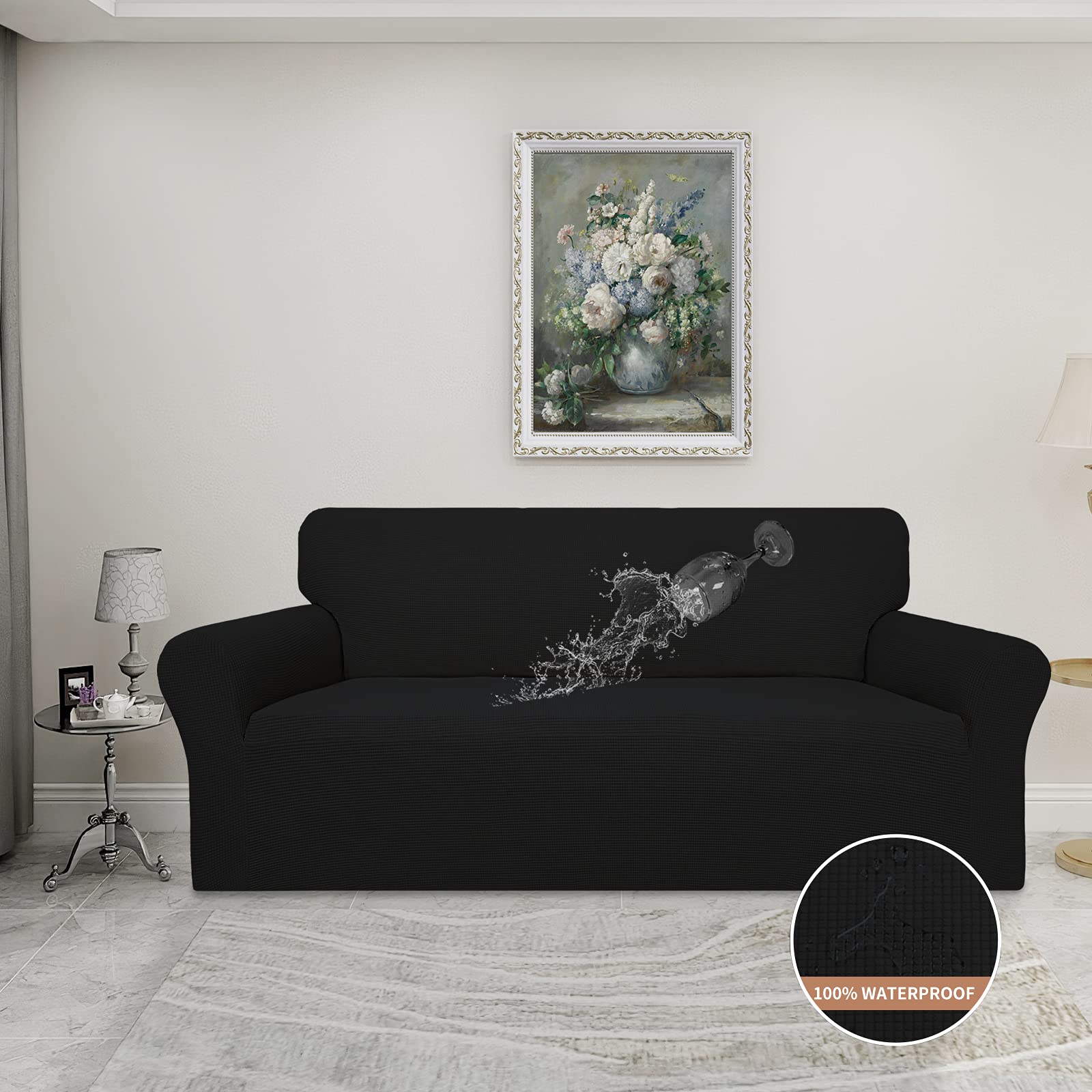 Easy-Going 100% Waterproof Couch Cover, Dual Waterproof Sofa Cover, Stretch Jacquard Sofa Slipcover, Leakproof Furniture Protector For Kids, Pets, Dog And Cat(Oversized Sofa, Chocolate)