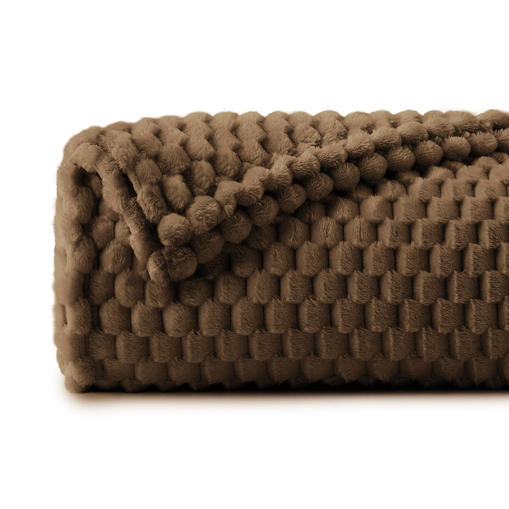 Bedelite Fleece Blanket Twin Blanket For Bed Couch, 3D Jacquard Decorative Brown Throw Blanket, Soft And Cozy Warm Plush Fuzzy B