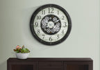 Monarch Specialties I 9030 Clocks, 30' Round, Gear Mechanism, Large Oversized, Wall Clock, Brown, Transitional