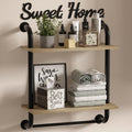 Tinpin Bathroom Shelves Wall Mounted, Farmhouse Bathroom Decor, 2-Tier Rustic Industrial Pipe Shelving, Floating Shelves for Bat