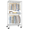 FUTASSI P1 Medium Heavy-Duty Portable Closet, 30 W x 14 D x 76 H, Metal Rolling Clothing Rack, White