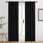 NICETOWN Halloween Black Out Curtain Panels for Bedroom - (Black Color) W34 x L84, 1 Pair, Thermal Insulated Blackout Draperies 